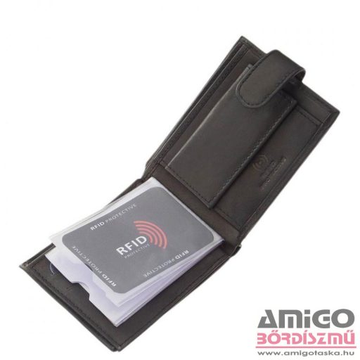 La scala fekete patentos férfi kicsi puha bőr pénztárca adcr-2010/t