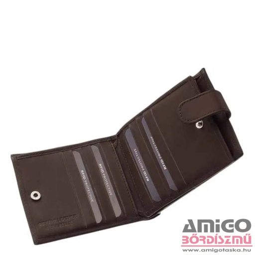 La scala sötétbarna patentos férfi puha bőr pénztárca adcr-25