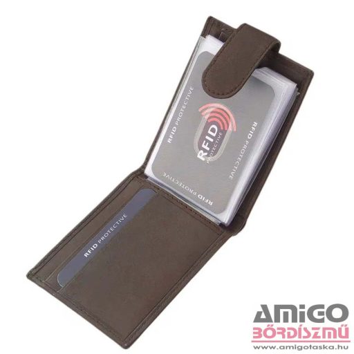 La scala sötétbarna patentos fekvő puha bőr kártyatartó adcr-30809/t