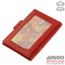 La scala piros patentos puha bőr kártyatartó dk-95