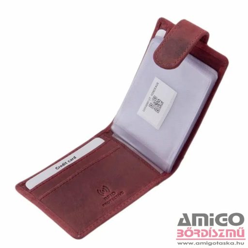 La scala piros patentos fekvő női bőr kártyatartó lsh30809/t
