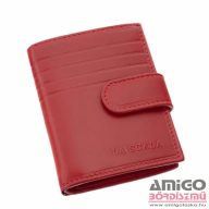   La scala piros patentos álló női bőr kártyatartó vne-4/t