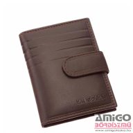   La scala sötétbarna patentos álló bőr kártyatartó vne-4/t