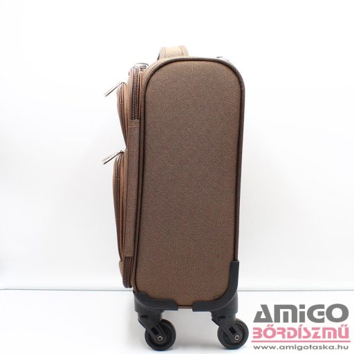 Leonardo da vinci barna négykerekű textil mini bőrönd 2307