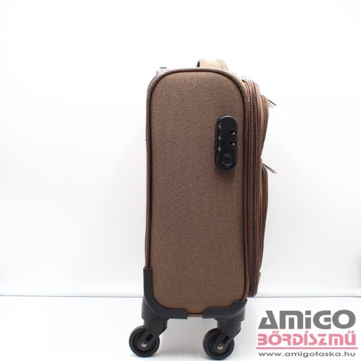 Leonardo da vinci barna négykerekű textil mini bőrönd 2307