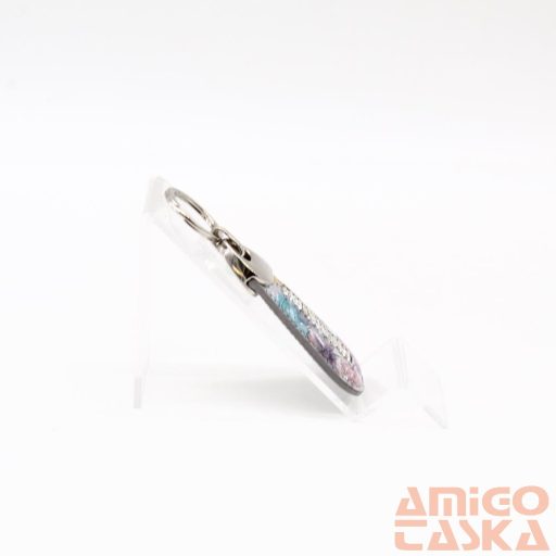 Lewitzky ezüst / színes virágos / fényes ezüst csepp swarovski köves kulcstartó