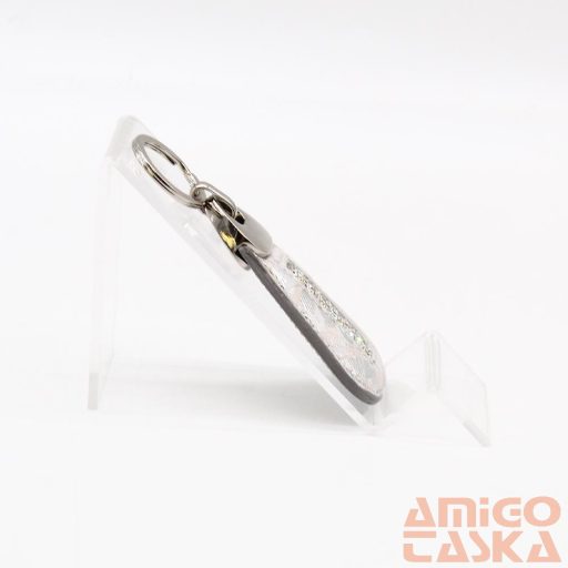 Lewitzky ezüst velúr mintás / ezüst csepp swarovski köves kulcstartó
