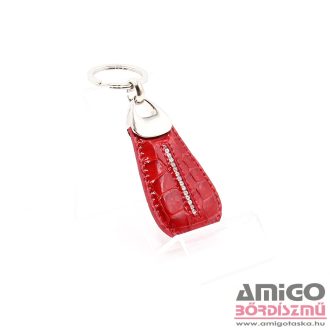   Lewitzky piros lakk / krokkómintás swarovski egysoros köves kulcstartó