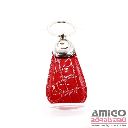 Lewitzky piros lakk / krokkómintás swarovski egysoros köves kulcstartó