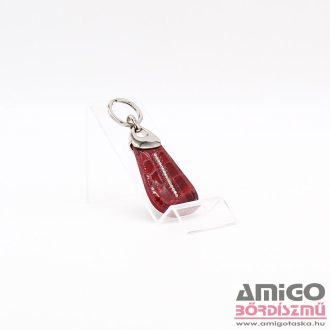   Lewitzky sötétpiros lakk / krokkómintás swarovski egysoros köves kulcstartó