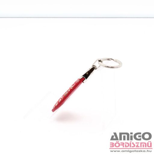 Lewitzky piros / színes virágmintás / piros lakk csepp swarovski köves kulcstartó