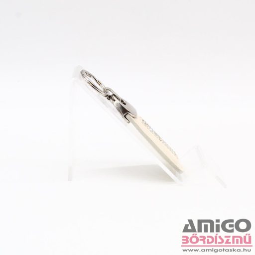 Lewitzky világosbézs lakk csepp swarovski köves kulcstartó