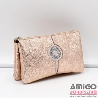   Lewitzky rosegold erezett / csillámos kőszél swarovski körköves tripla cipzáras pénztárca
