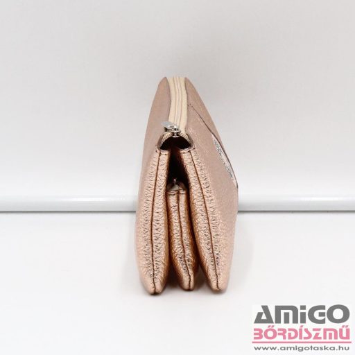 Lewitzky rosegold erezett / csillámos kőszél swarovski körköves tripla cipzáras pénztárca