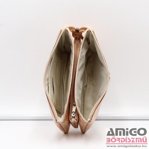 Lewitzky rosegold erezett / csillámos kőszél swarovski körköves tripla cipzáras pénztárca