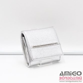   Lewitzky erezett ezüst / fényes ezüst swarovski egysorosköves kicsi női bőr pénztárca