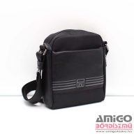   Matties fekete / szürke férfi textil / rostbőr válltáska 0041