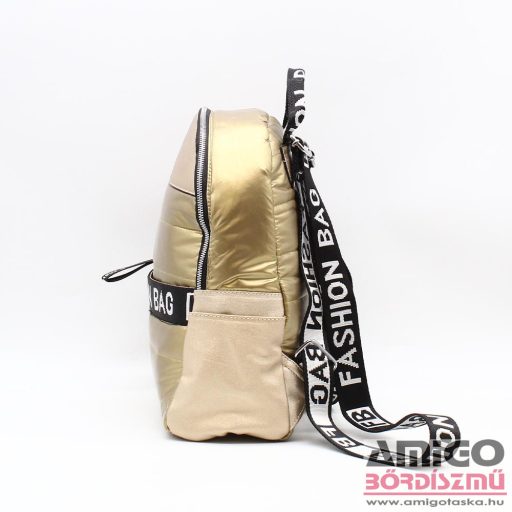 Monica arany / fényes arany textil / műbőr női hátizsák m21051