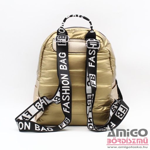 Monica arany / fényes arany textil / műbőr női hátizsák m21051