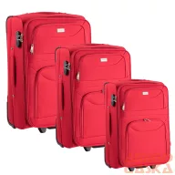 Ormi piros két kerekű textil bőrönd szett