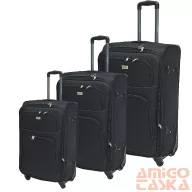 Ormi fekete négy kerekű textil bőrönd szett