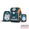 Oxy bag sötétkék / farkasos ergonómiai iskolatáska tolltartó + tornazsák szett 0-59824