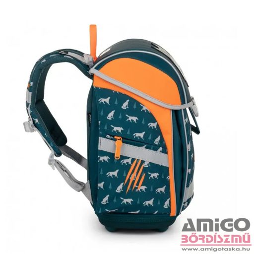 Oxy bag sötétkék / farkasos ergonómiai iskolatáska tolltartó + tornazsák szett 0-59824