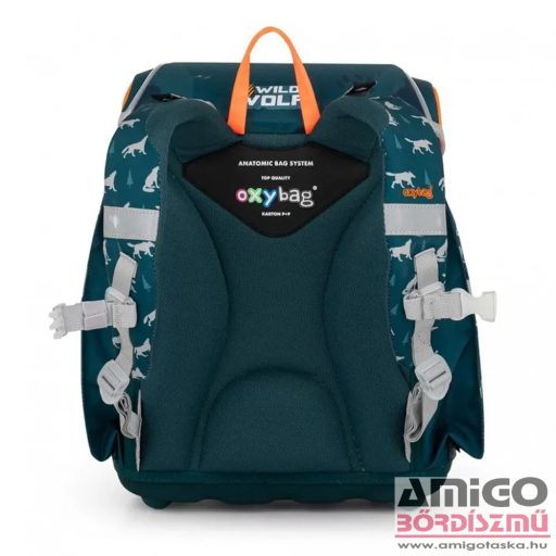 Oxy bag sötétkék / farkasos ergonómiai iskolatáska tolltartó + tornazsák szett 0-59824