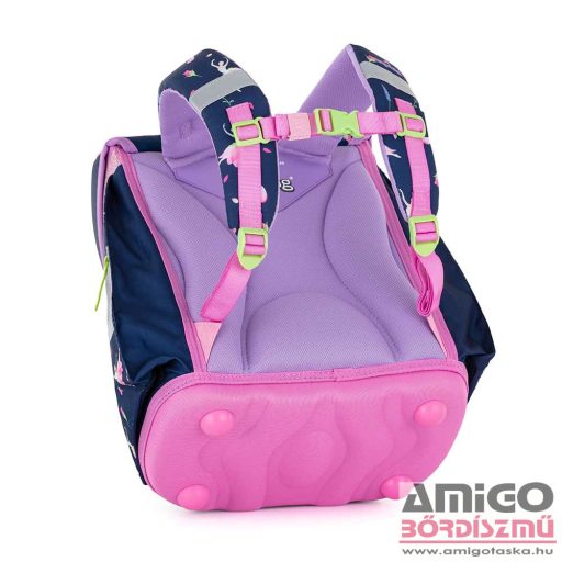 Oxy bag sötétkék / rózsaszín csillámos / balerinás ergonómiai iskolatáska tolltartó + tornazsák szett 0-98223