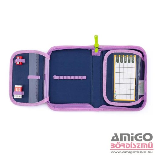 Oxy bag sötétkék / rózsaszín csillámos / balerinás ergonómiai iskolatáska tolltartó + tornazsák szett 0-98223