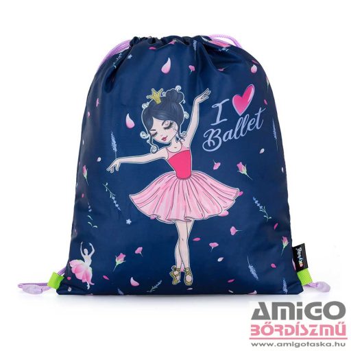 Oxy bag sötétkék / rózsaszín csillámos / balerinás ergonómiai iskolatáska tolltartó + tornazsák szett 0-98223