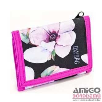 Oxy bag fekete / virágmintás textil pénztárca 7-96819