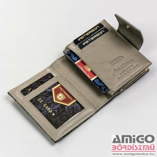 Peterson ezüst / velúr / lepkés kívül keretes kicsi női bőr pénztárca ptn42329-onbf/9596
