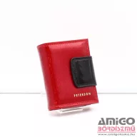   Peterson piros / fekete lakk kívül keretes kicsi női bőr pénztárca ptn42329-sh/9886