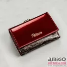 Peterson arany kígyómintás / bordó lakk kívül keretes kicsi női bőr pénztárca ptnbs-412-sn
