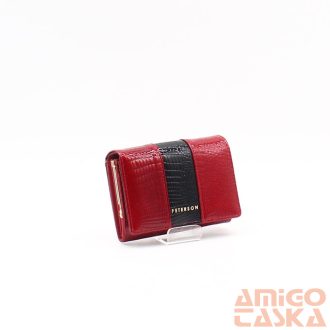   Peterson piros / fekete lakk krokkómintás belül keretes közepes női bőr pénztárca ptnph30-3-rs/1559