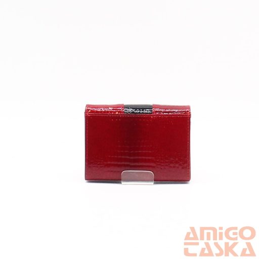 Peterson piros / fekete lakk krokkómintás belül keretes közepes női bőr pénztárca ptnph30-3-rs/1559
