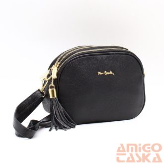 Pierre cardin fekete erezett női bőr válltáska borsa4500