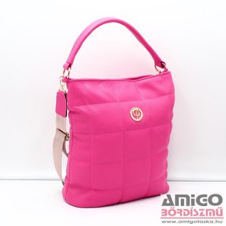   Prestige pink erezett / nagy kocka steppelt rostbőr női válltáska