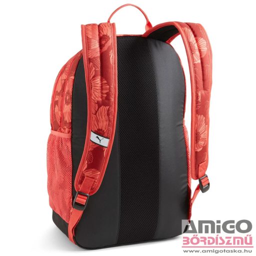 Puma bordó / korall virágmintás textil hátizsák 09069707