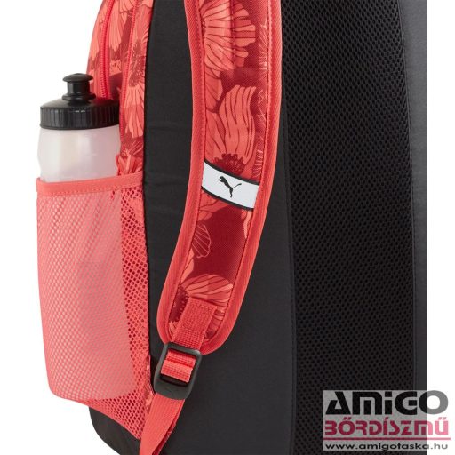 Puma bordó / korall virágmintás textil hátizsák 09069707