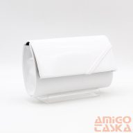   Rostbőr fehér lakk sarok díszes ráhajtós női alkalmi táska