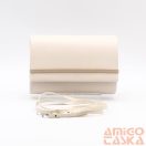 Rostbőr bézs / barnalakk ráhajtós közepes női alkalmi táska