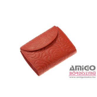   Sylvia belmonte piros / rózsa mintás patentos kicsi női bőr pénztárca ro-02