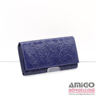   Sylvia belmonte sötétkék / inda mintás belül patentos nagy női bőr pénztárca ny-05