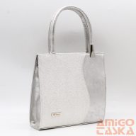   Terazo ezüst márványos / rücskös ezüst rostbőr női kézi / válltáska 1590