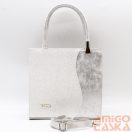 Terazo ezüst márványos / rücskös ezüst rostbőr női kézi / válltáska 1590