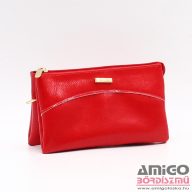   Terazo piros gyűrt lakk tripla cipzáras női rostbőr pénztárca