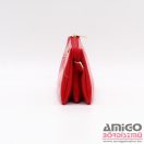 Terazo piros gyűrt lakk tripla cipzáras női rostbőr pénztárca