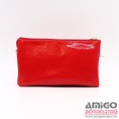 Terazo piros gyűrt lakk tripla cipzáras női rostbőr pénztárca